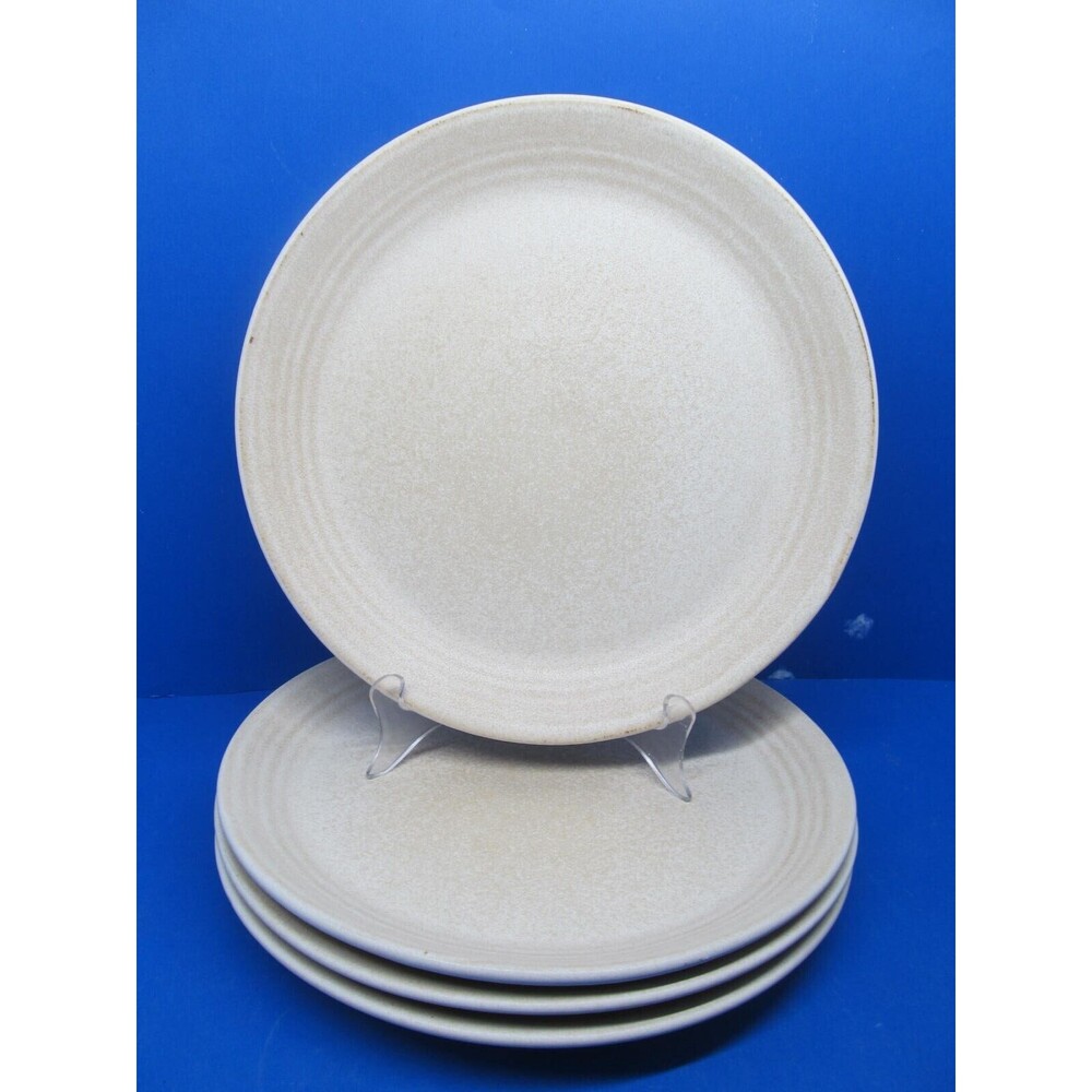 Pottery Barn Larkin Portugal Set Of 4 Sand 10 1/2" Dinner Plates GC Read Desc